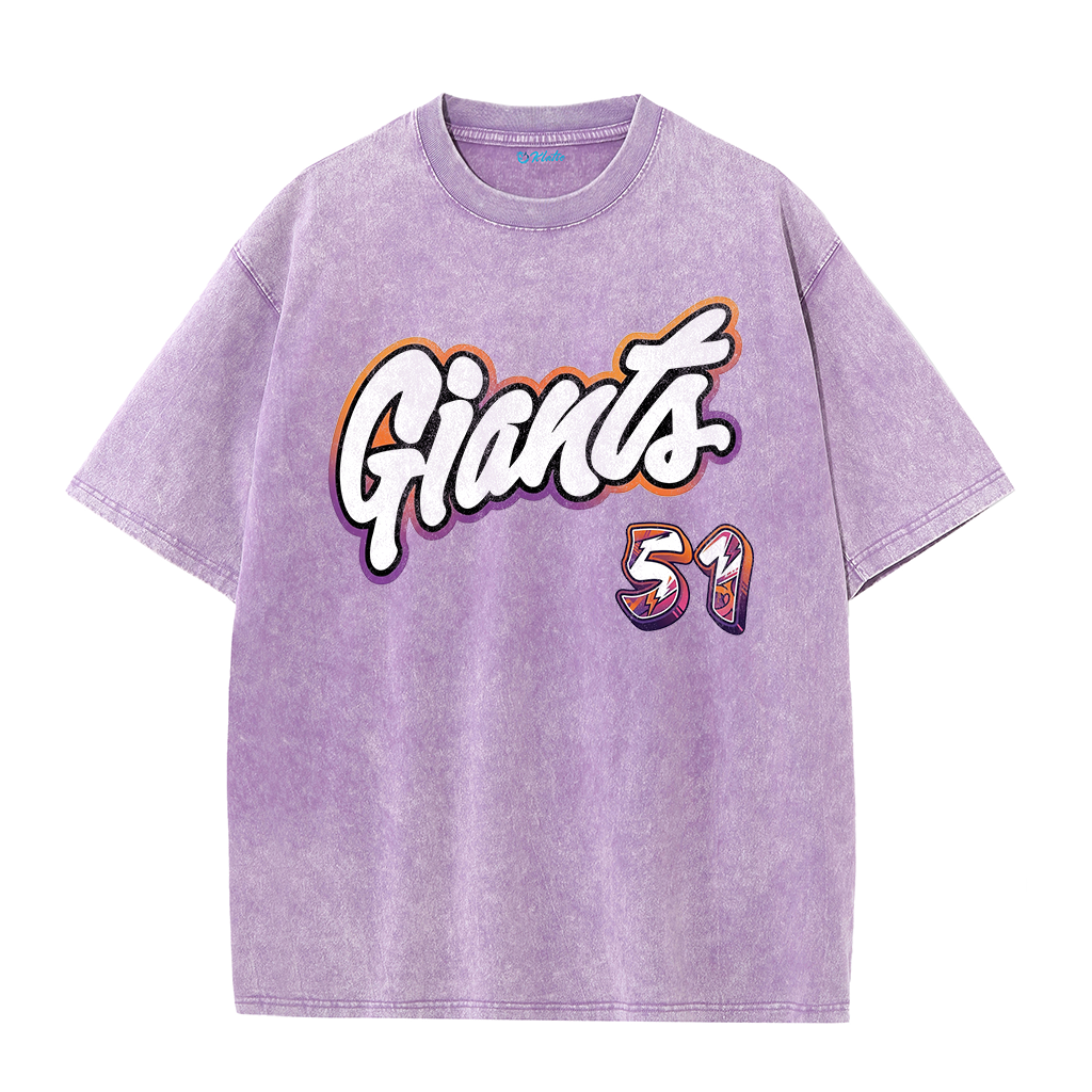 Retro Number Print Washed T-Shirt – Urban Graphic Streetwear Tee