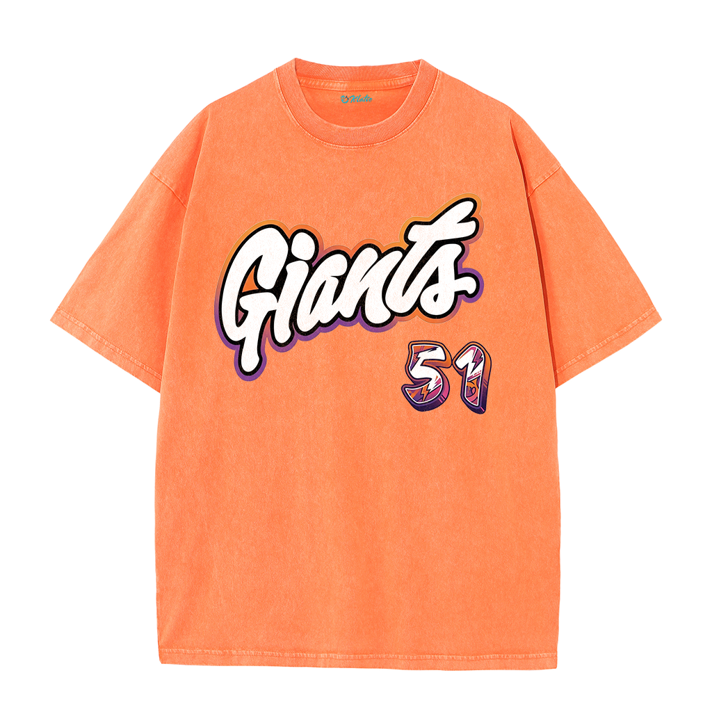 Retro Number Print Washed T-Shirt – Urban Graphic Streetwear Tee