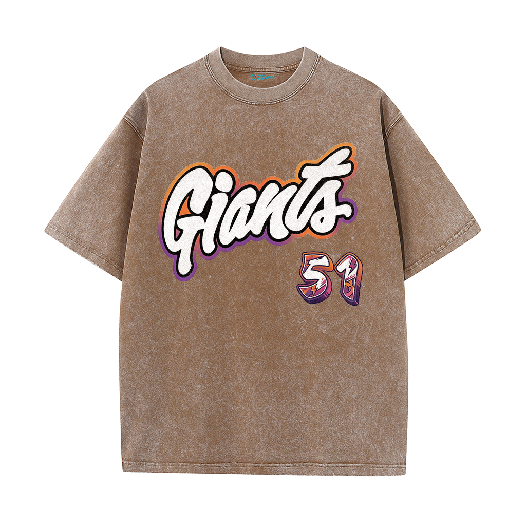 Retro Number Print Washed T-Shirt – Urban Graphic Streetwear Tee