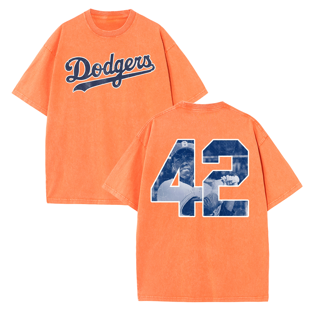 Vintage Washed LA Blue Script 42 Player Graphic T Shirt