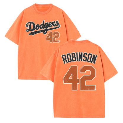 LA 42 Vintage Number Graphic Baseball T Shirt