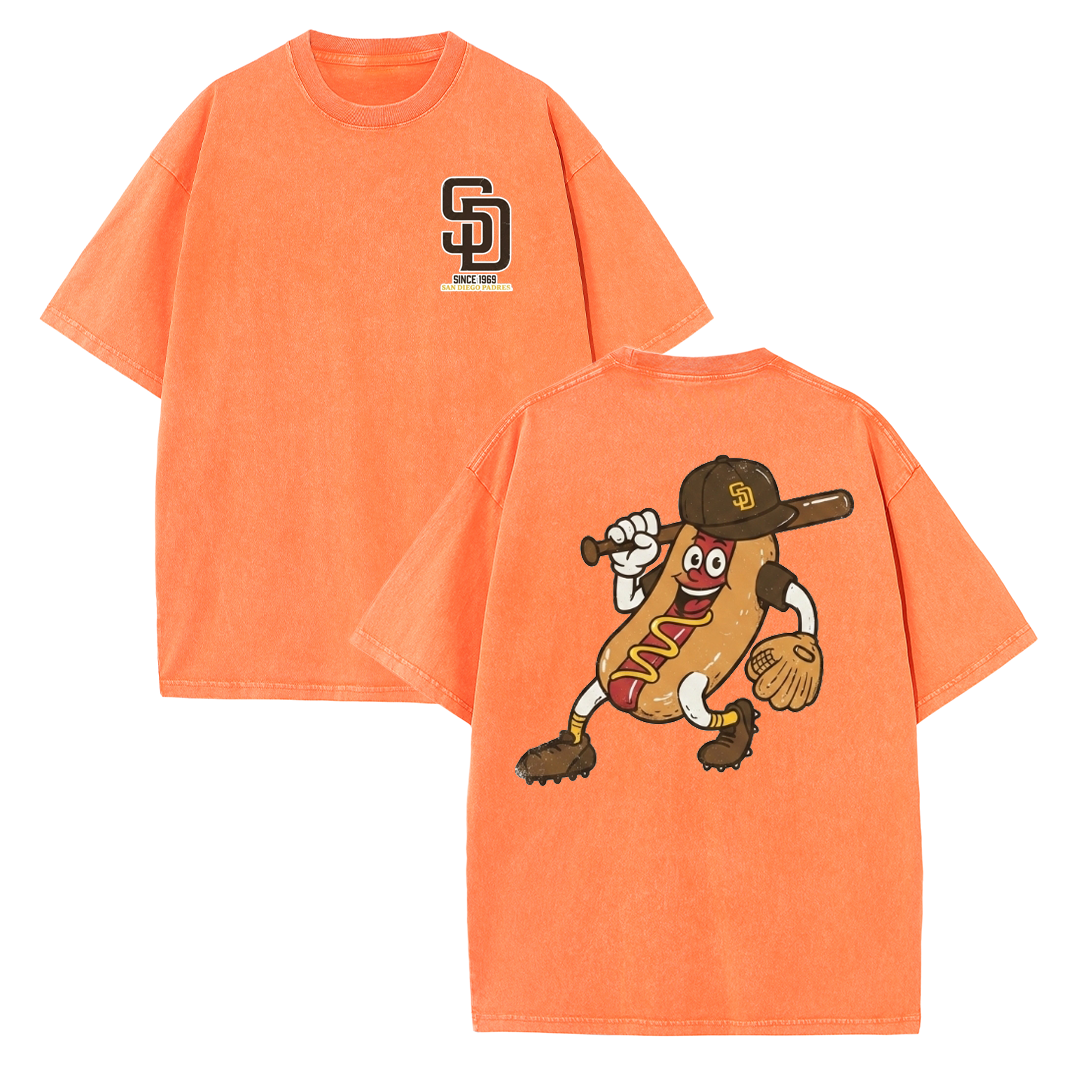 San Diego Cartoon Baseball Hotdog Vintage Style T Shirt