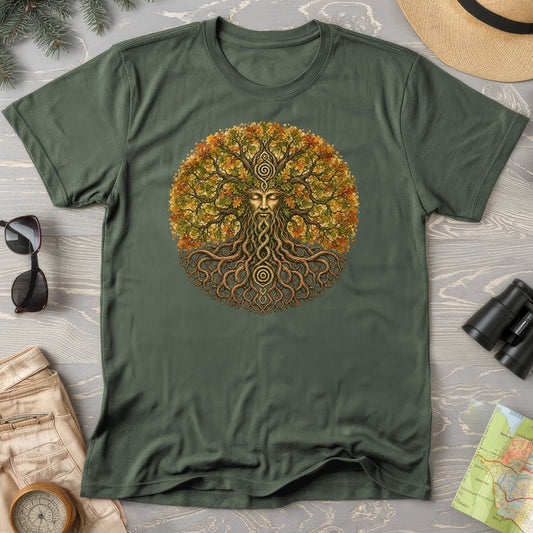 Green Man Autumn Bloom T-Shirt