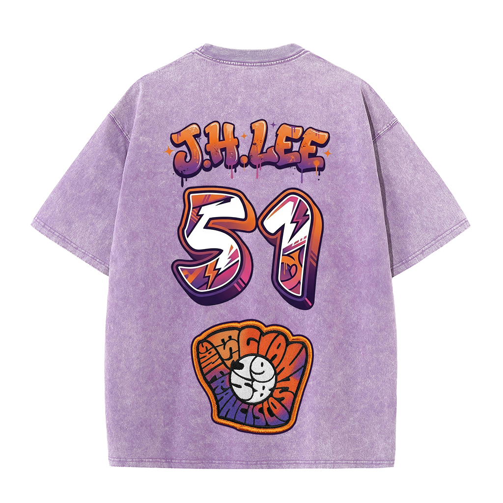 Retro Number Print Washed T-Shirt – Urban Graphic Streetwear Tee