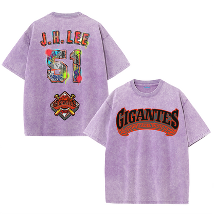 Graffiti Number Graphic Washed T-Shirt – Double-Sided Vintage Streetwear Cotton Tee