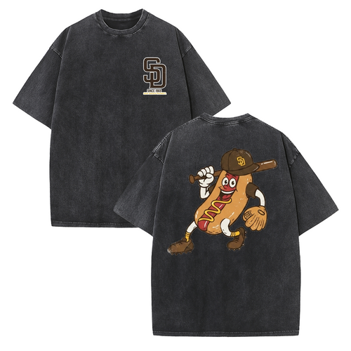 San Diego Cartoon Baseball Hotdog Vintage Style T Shirt