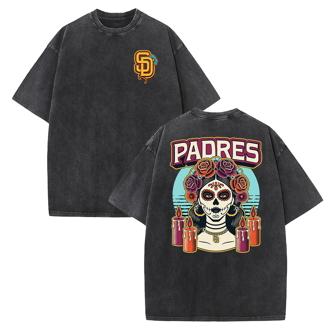 San Diego Skull Rose Candle Graphic T Shirt