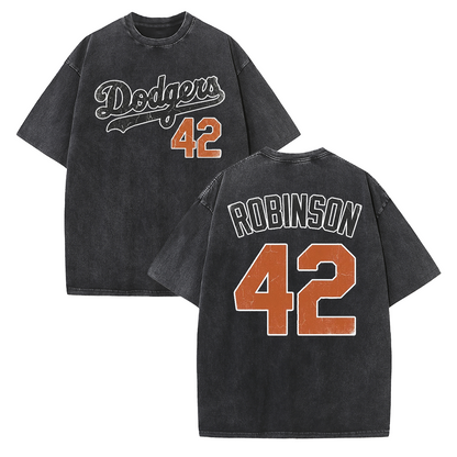 LA 42 Vintage Number Graphic Baseball T Shirt
