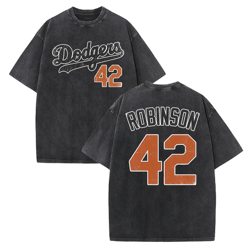 LA 42 Vintage Number Graphic Baseball T Shirt