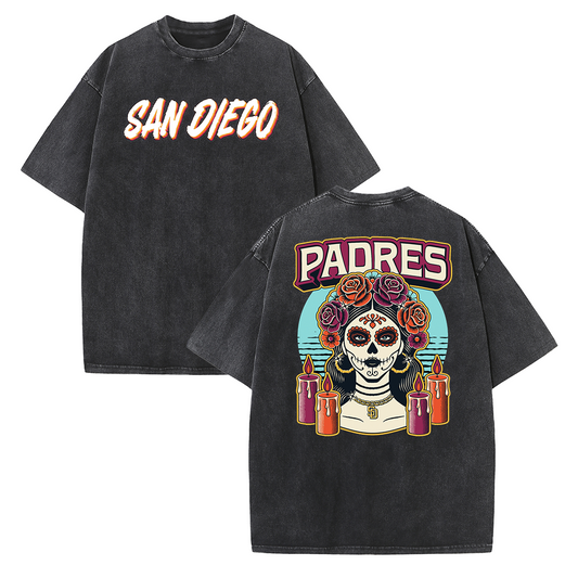 San Diego Skull Rose Graphic T Shirt