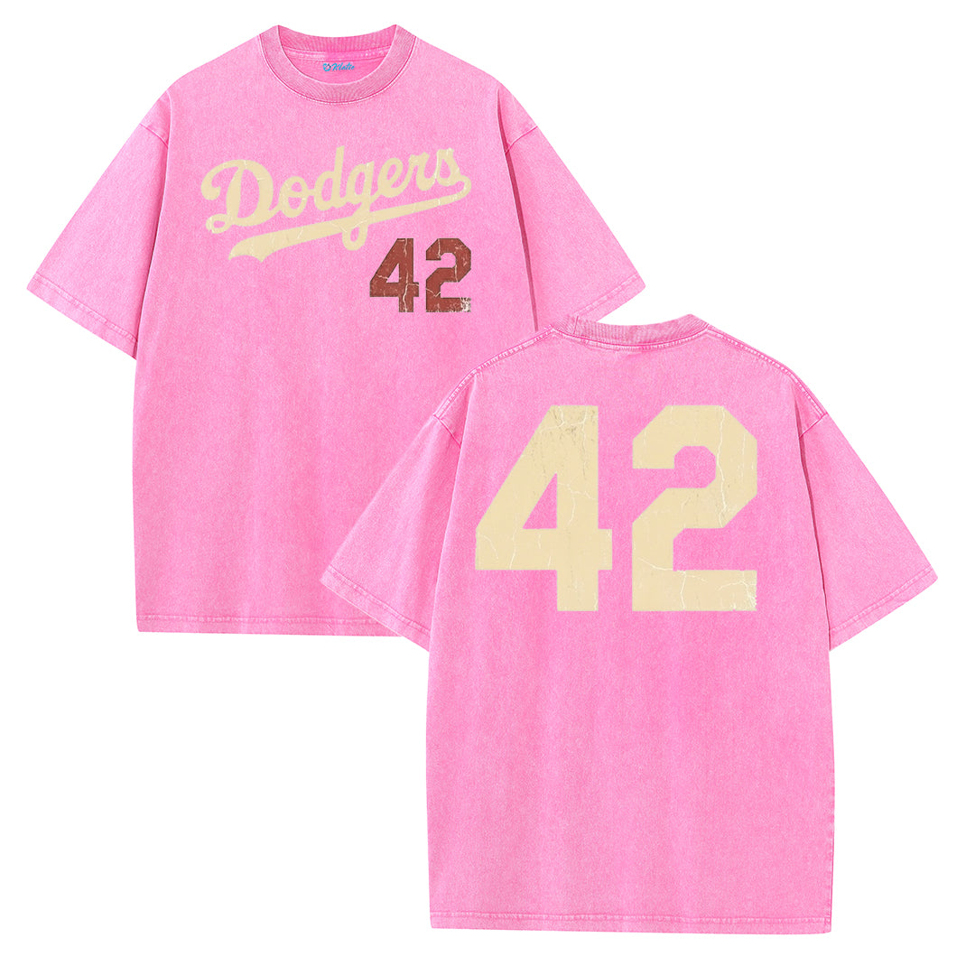 Retro Distressed Los Angeles Style Baseball Graphic Washed Cotton T-Shirt