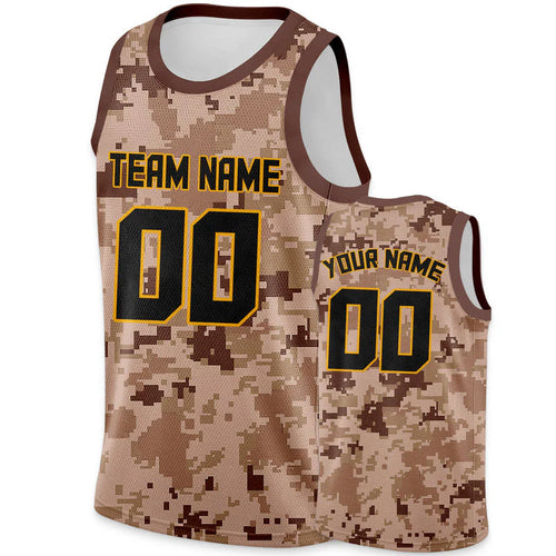 Custom Camo Black-Gold Authentic Salute To Service Basketball Jersey