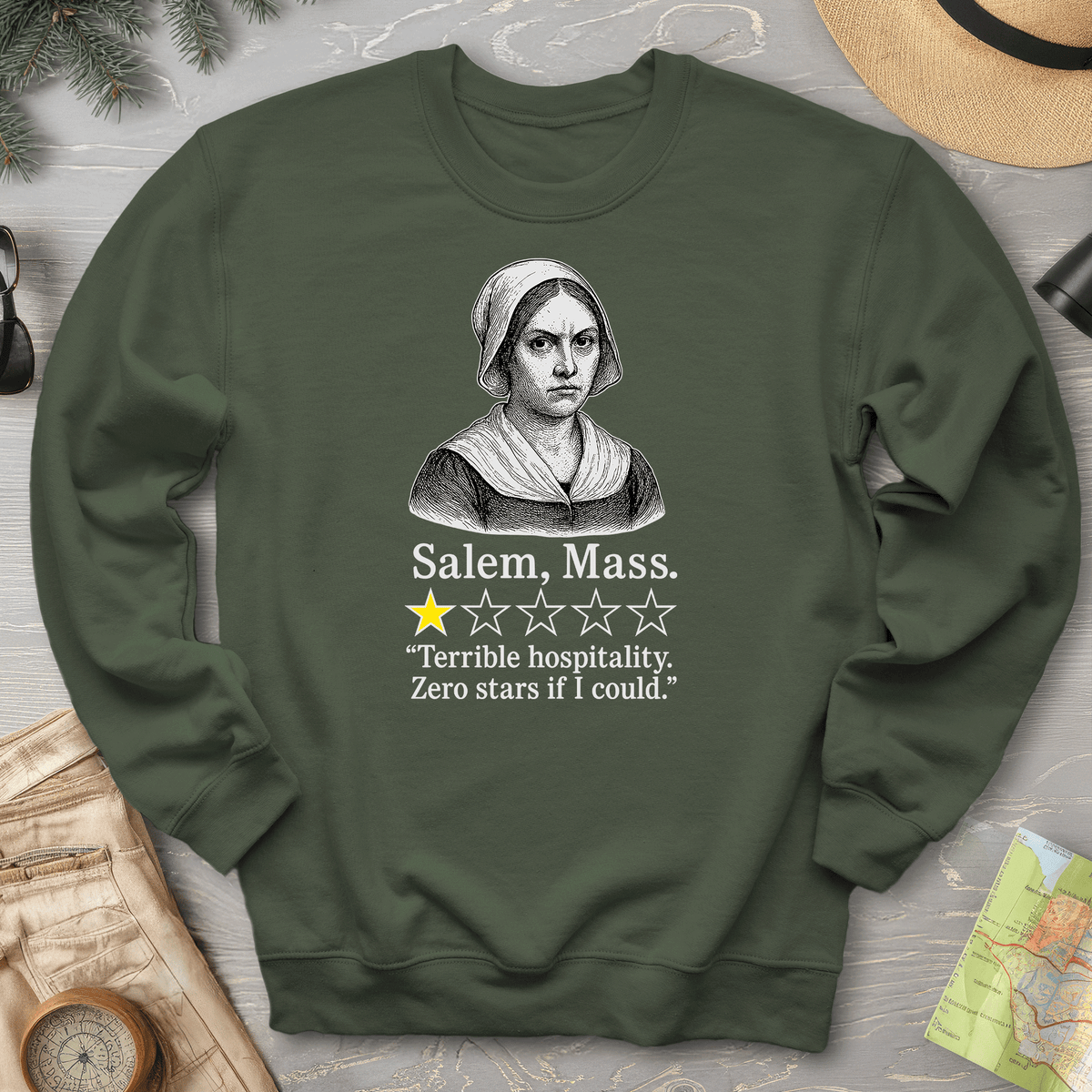 Salem Massachusetts "1 Star Review" Sweatshirt