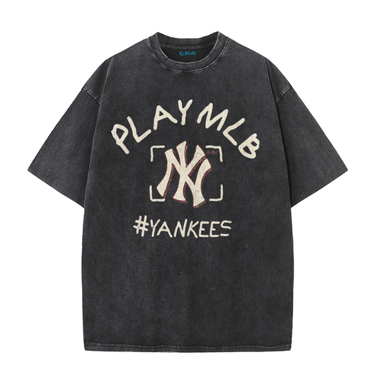 New York Style #Yankees Inspired Play MLB Distressed T-Shirt
