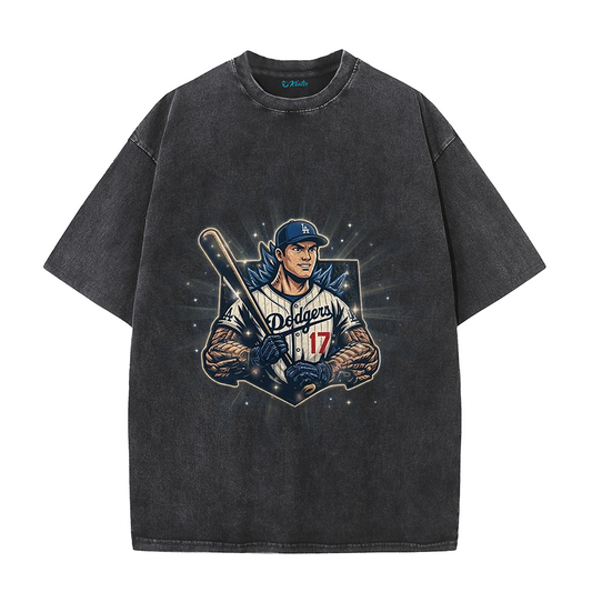 Los Angeles Vintage Baseball Player Illustration T-Shirt