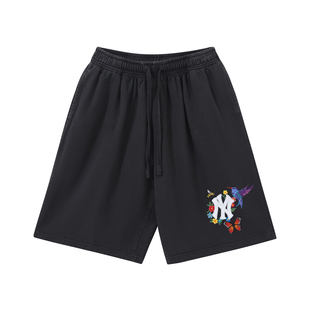 New York Floral Bird Graphic Shorts