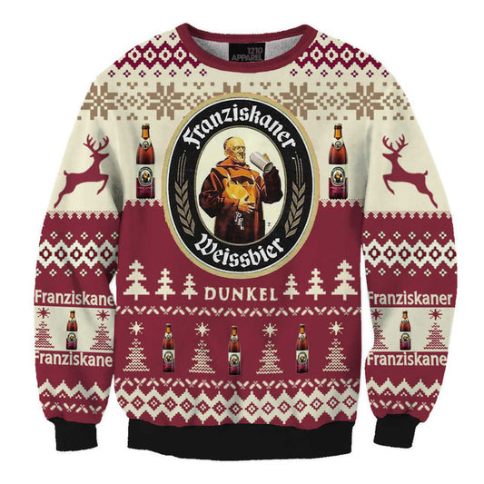 Christmas Gift Franziskaner Weissbier Ugly 3D Sweater