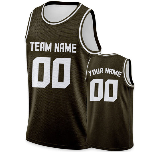 Custom Olive White Authentic Basketball Jersey