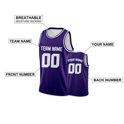 Custom Purple White Authentic Basketball Jersey