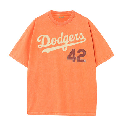 Retro Distressed Los Angeles Style Baseball Graphic Washed Cotton T-Shirt