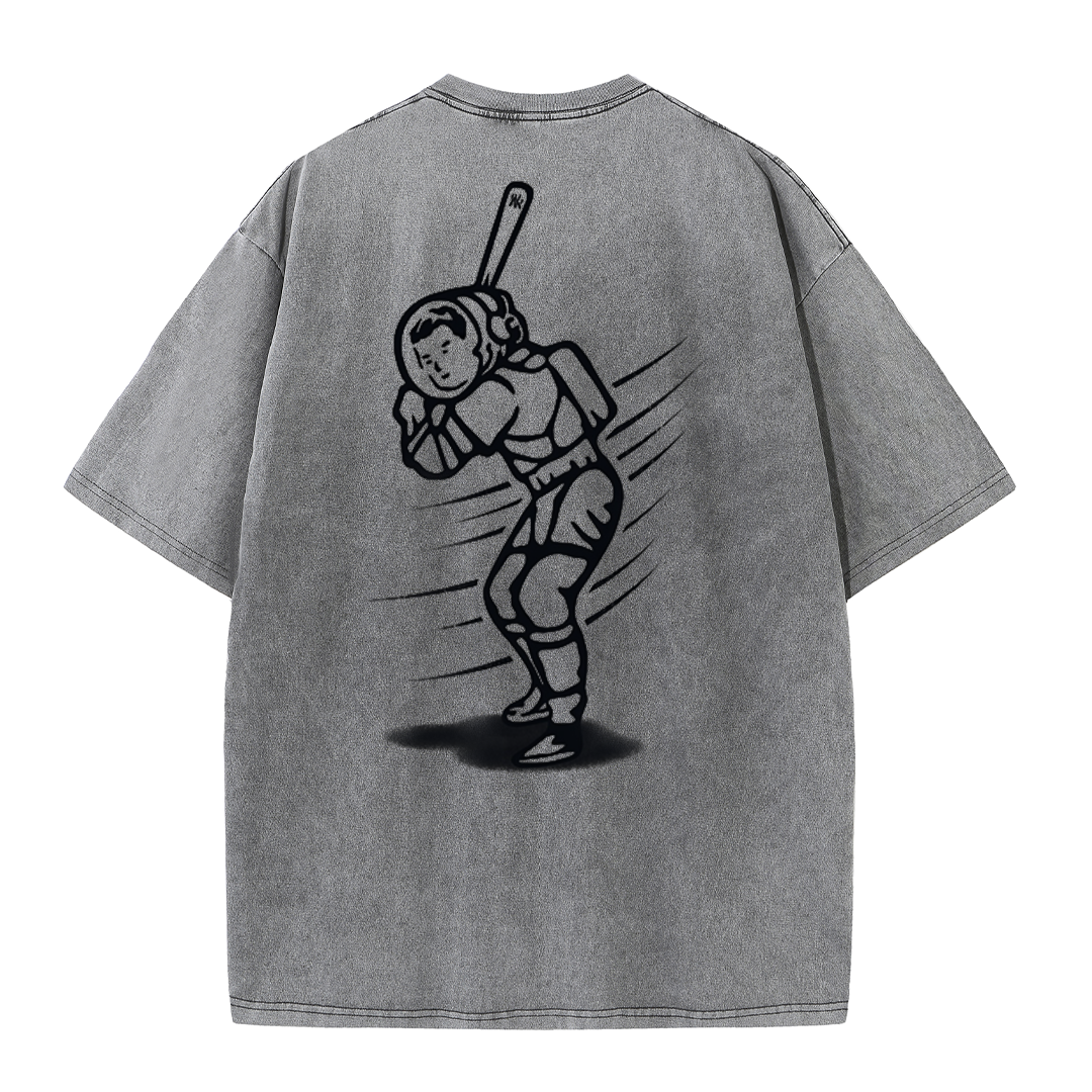 New York Inspired Space Baseball Player Retro Distressed T-Shirt