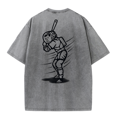 New York Inspired Space Baseball Player Retro Distressed T-Shirt