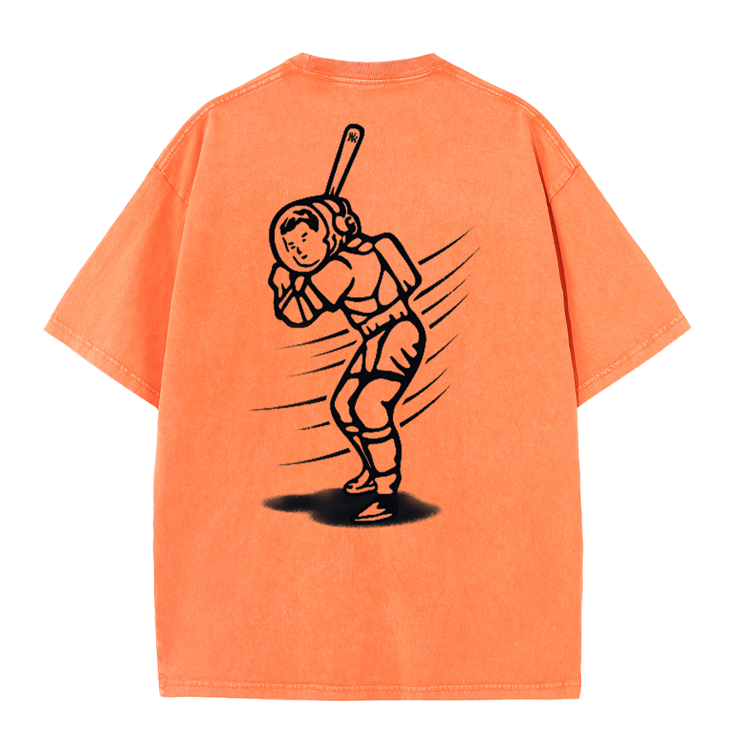 New York Inspired Space Baseball Player Retro Distressed T-Shirt