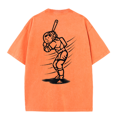 New York Inspired Space Baseball Player Retro Distressed T-Shirt