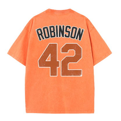 LA 42 Vintage Number Graphic Baseball T Shirt