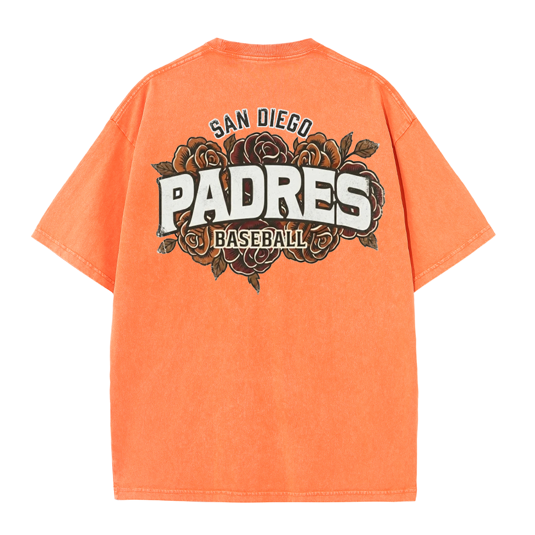 San Diego Floral Script Baseball Graphic Vintage Washed T Shirt