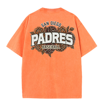 San Diego Floral Script Baseball Graphic Vintage Washed T Shirt