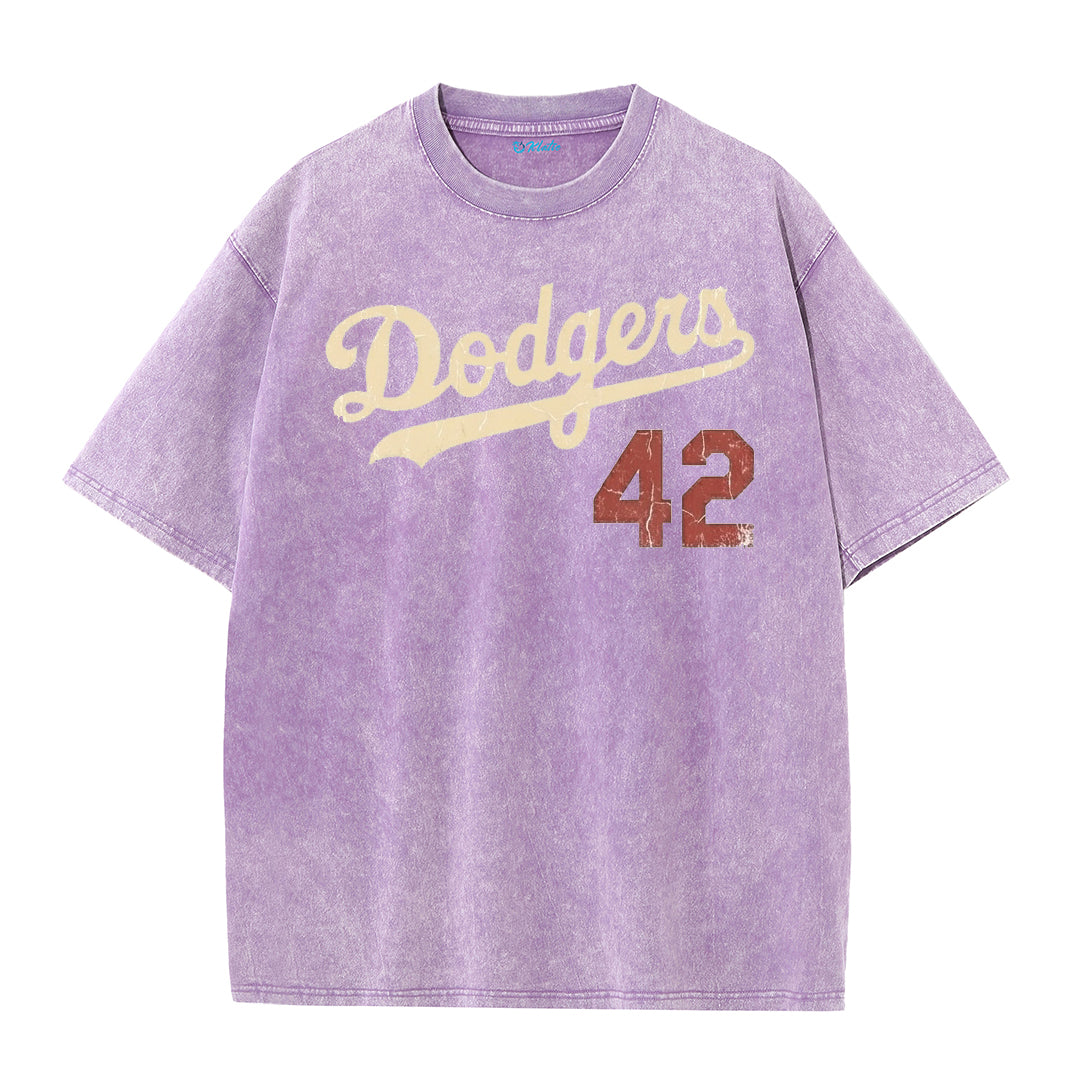 Retro Distressed Los Angeles Style Baseball Graphic Washed Cotton T-Shirt