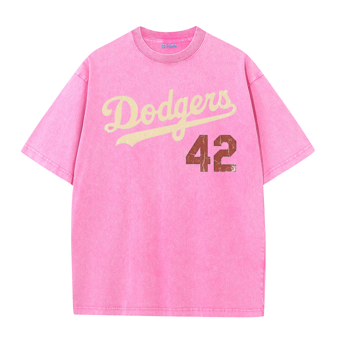 Retro Distressed Los Angeles Style Baseball Graphic Washed Cotton T-Shirt