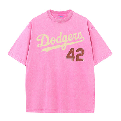 Retro Distressed Los Angeles Style Baseball Graphic Washed Cotton T-Shirt