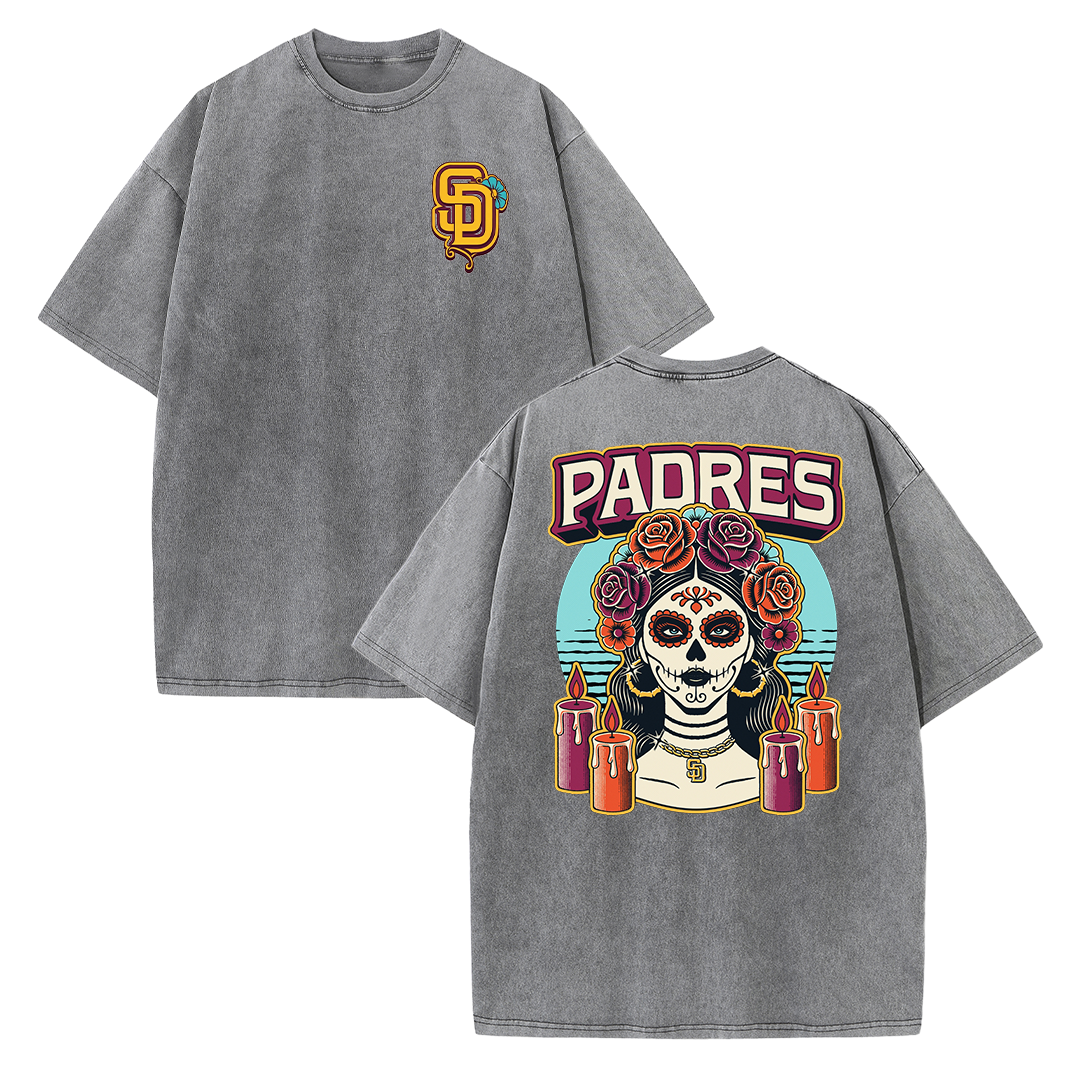 San Diego Skull Rose Candle Graphic T Shirt