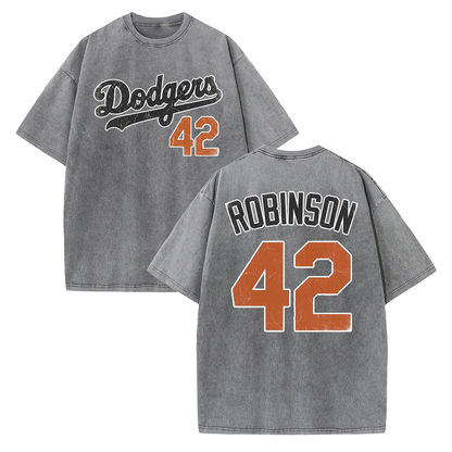 LA 42 Vintage Number Graphic Baseball T Shirt