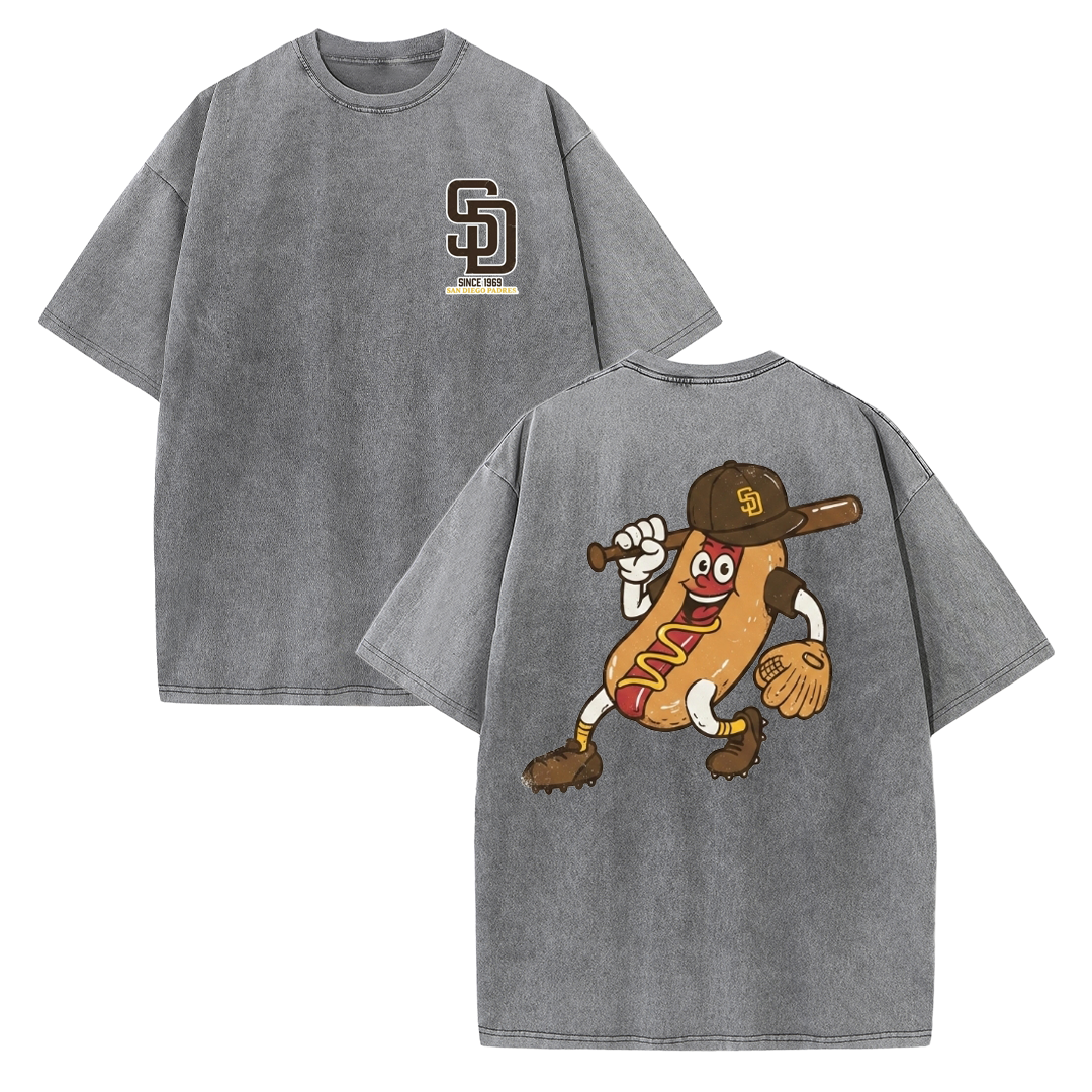 San Diego Cartoon Baseball Hotdog Vintage Style T Shirt