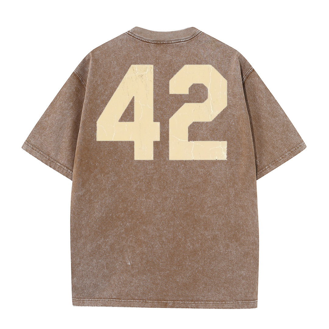 Retro Distressed Los Angeles Style Baseball Graphic Washed Cotton T-Shirt