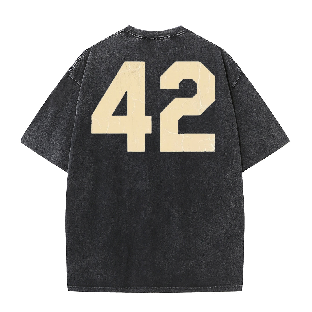 Retro Distressed Los Angeles Style Baseball Graphic Washed Cotton T-Shirt