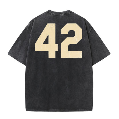 Retro Distressed Los Angeles Style Baseball Graphic Washed Cotton T-Shirt