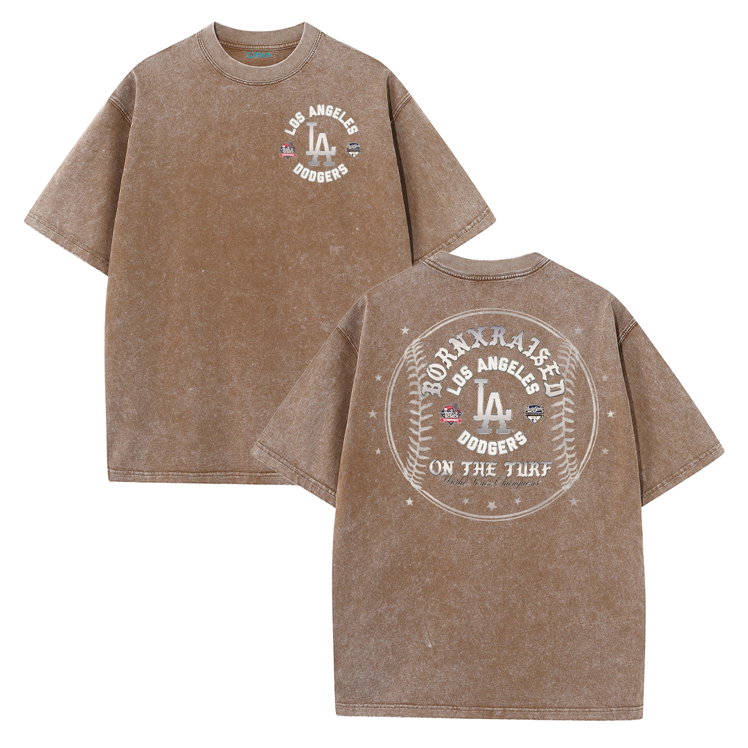 Vintage LA Circle Logo Washed T-Shirt – Retro Baseball Graphic Streetwear Tee