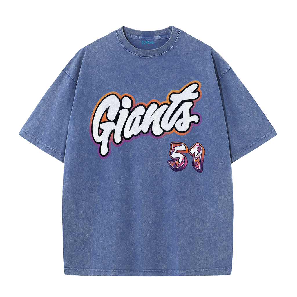 Retro Number Print Washed T-Shirt – Urban Graphic Streetwear Tee