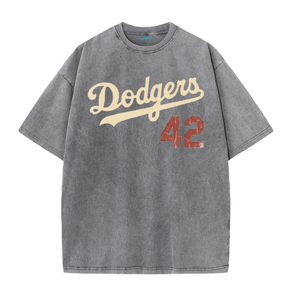 Retro Distressed Los Angeles Style Baseball Graphic Washed Cotton T-Shirt
