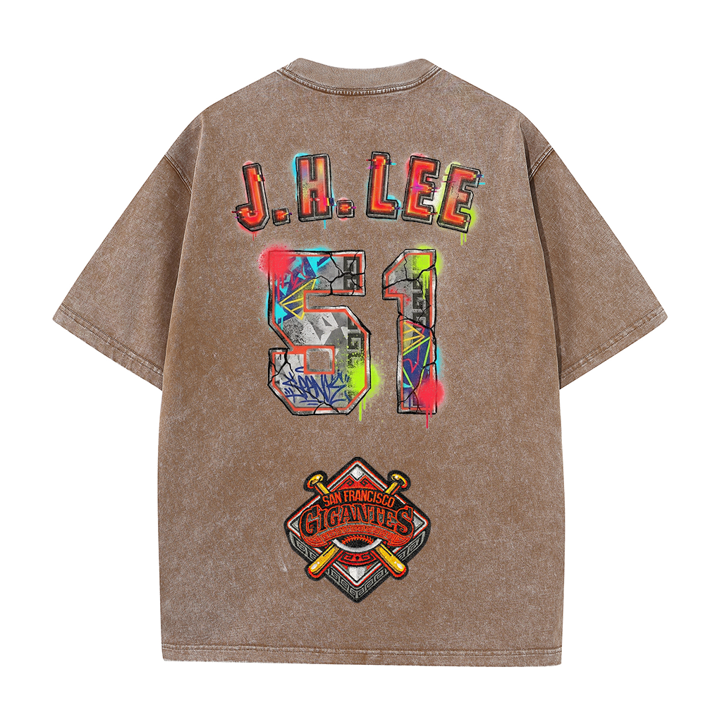 Graffiti Number Graphic Washed T-Shirt – Double-Sided Vintage Streetwear Cotton Tee