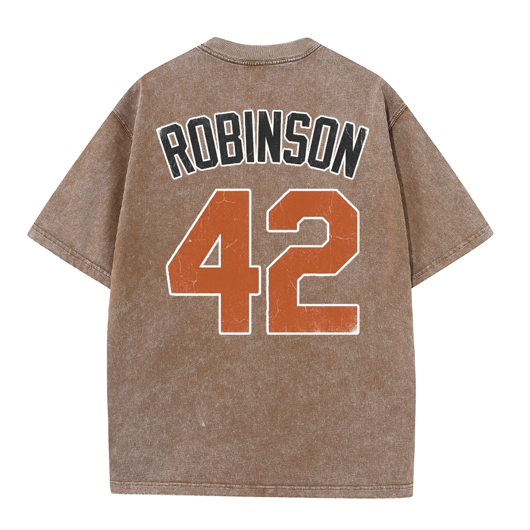 LA 42 Vintage Number Graphic Baseball T Shirt