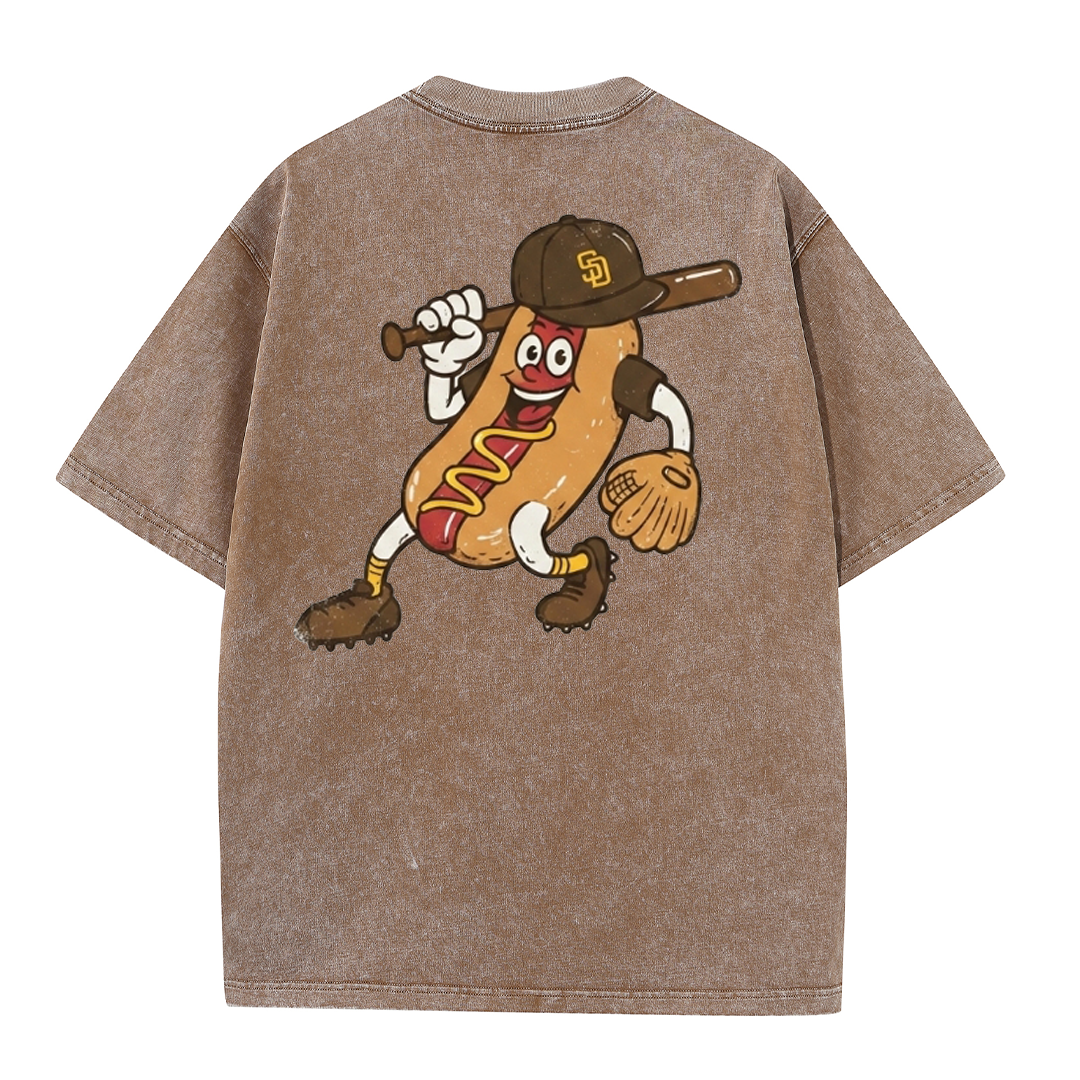 San Diego Cartoon Baseball Hotdog Vintage Style T Shirt