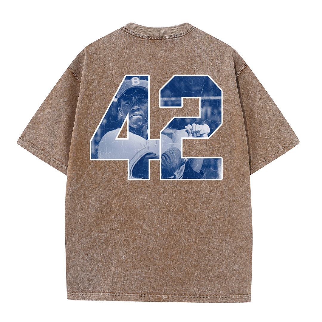 Vintage Washed LA Blue Script 42 Player Graphic T Shirt
