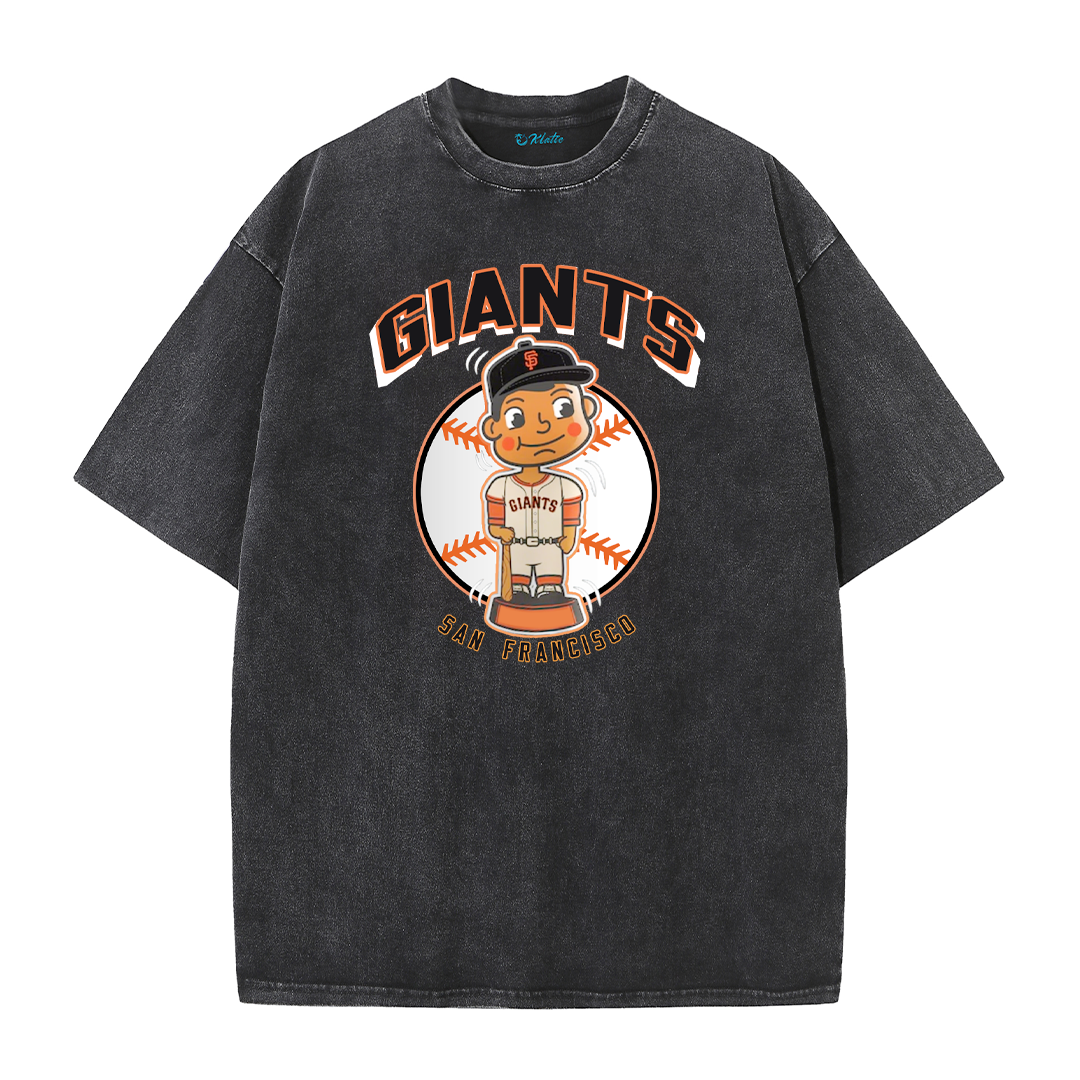 San Francisco Baseball Cartoon Graphic Vintage Washed T-Shirt