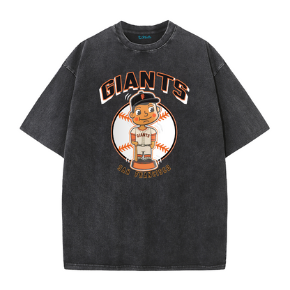 San Francisco Baseball Cartoon Graphic Vintage Washed T-Shirt
