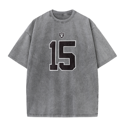Vegas Vintage Washed Player Style Graphic T-Shirt